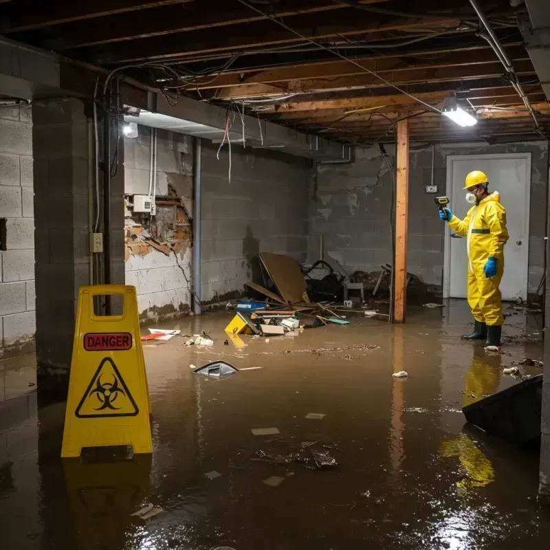 Flooded Basement Electrical Hazard in Poseyville, IN Property