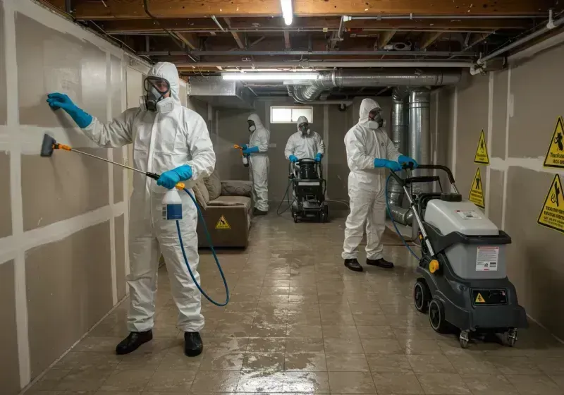 Basement Moisture Removal and Structural Drying process in Poseyville, IN